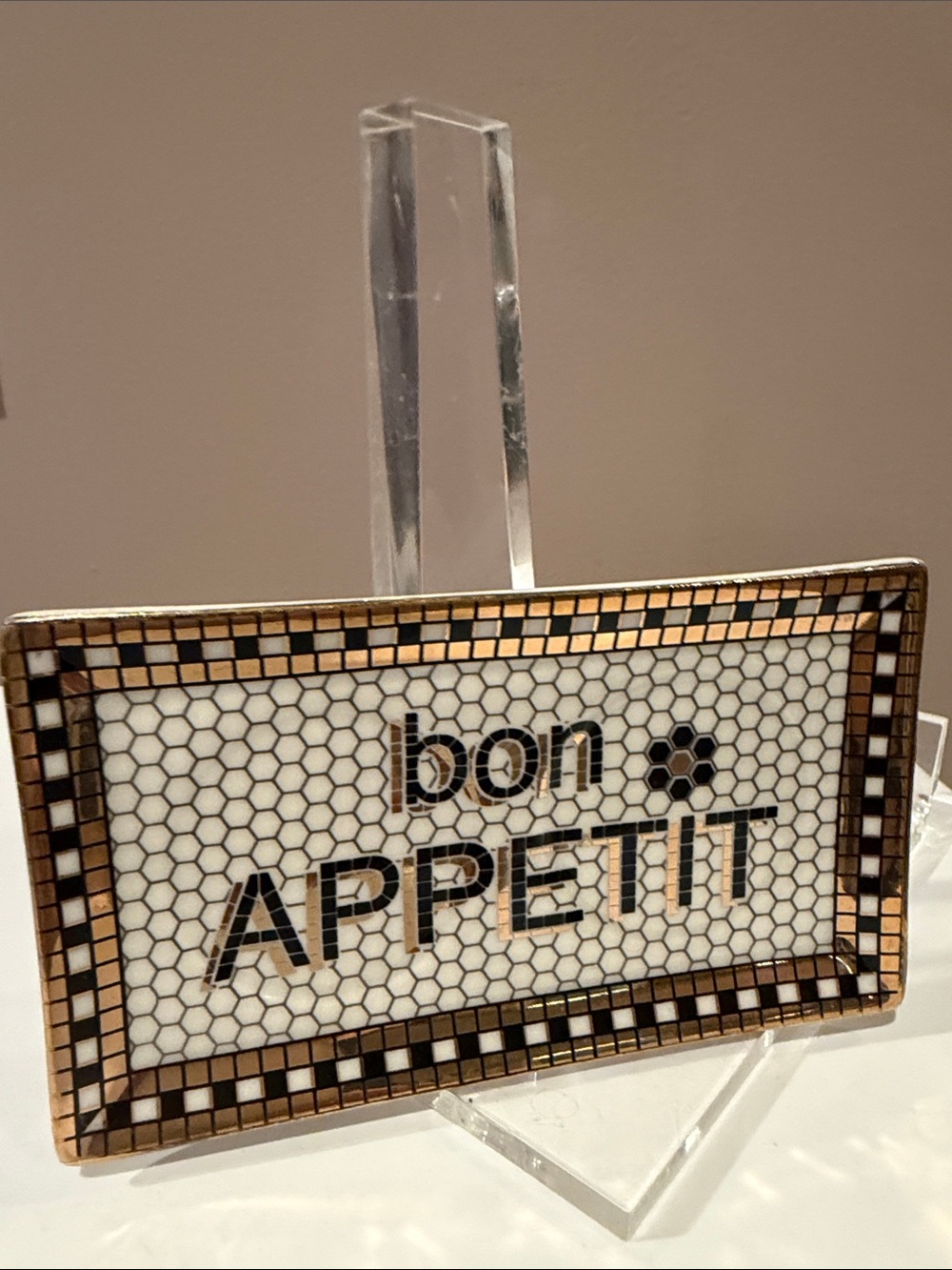 Anthropologie Bistro Tile Salt & Pepper Shakers with Bon Appétit Tray - Picture 3 of 8